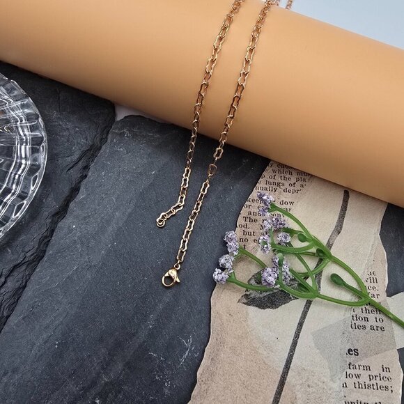 Rose Gold Chain Necklace Gold Plated Dainty Unisex Jewelry, XPNL0002 - Picture 6 of 12